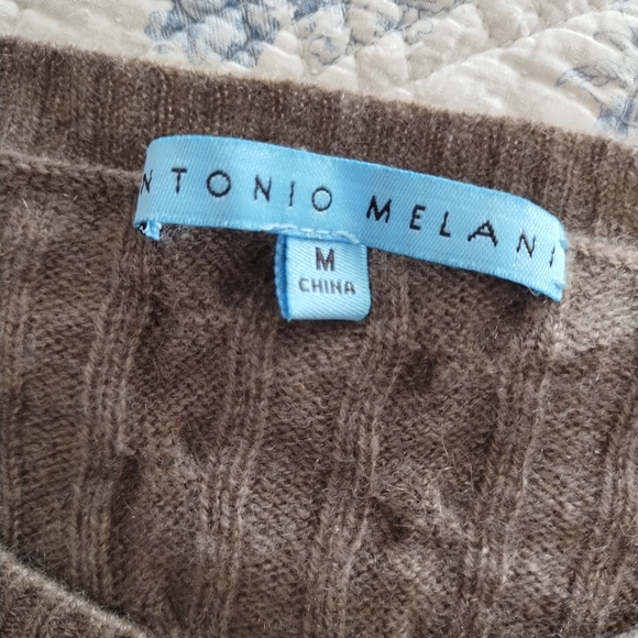 ANTONIO MELANI 100% Cashmere Crew Cable Sweater M - Picture 3 of 4